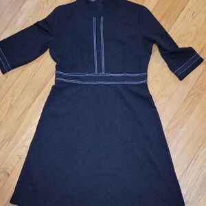 Homeyee Elegant Black Dress with White Stitching Sz 2xl